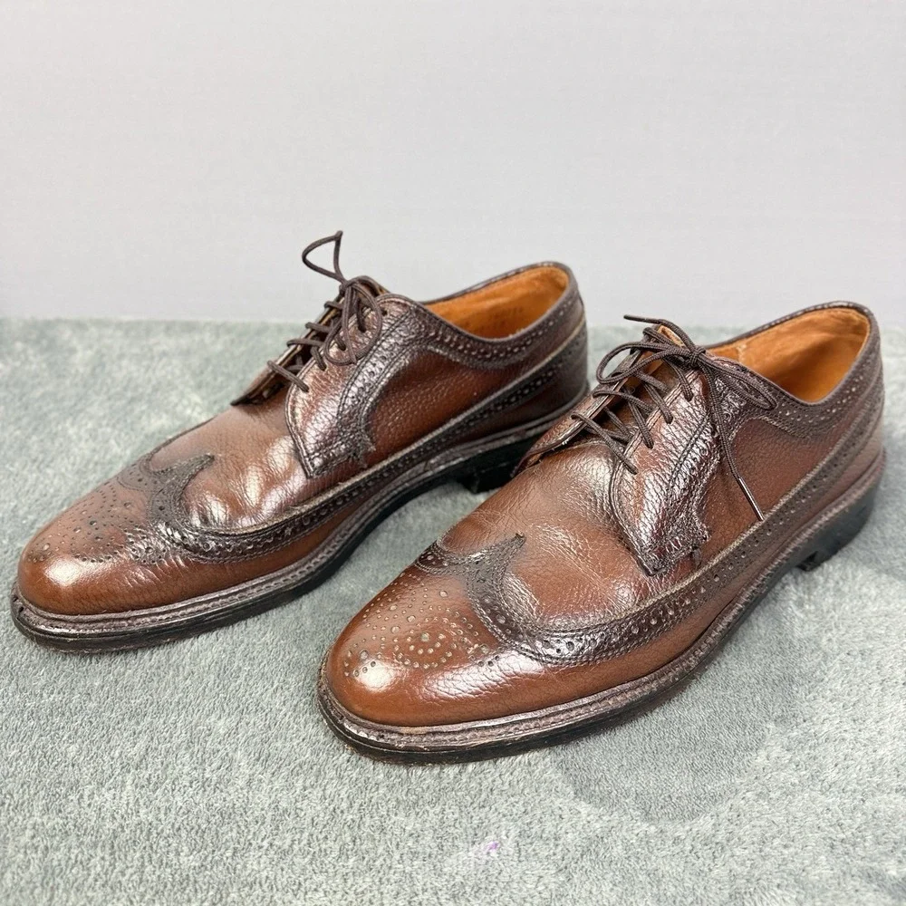 Vintage Florsheim Imperial Wingtip Oxford Shoes Brown Leather Men Size 9.5 B‎